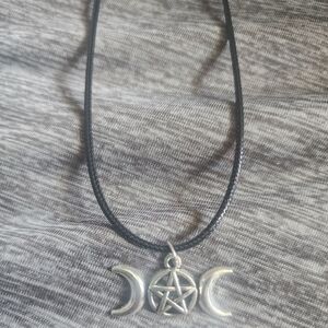 Pentagram Moon & Star 18 inch necklace